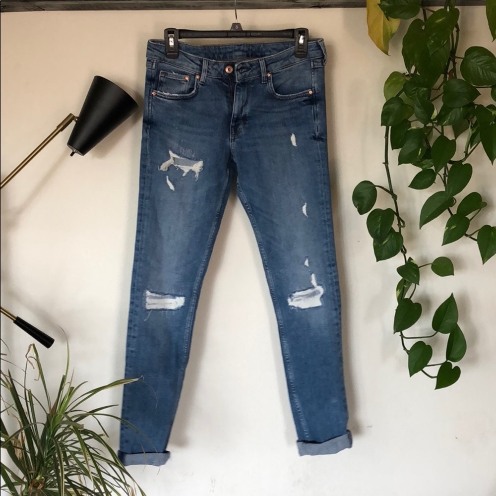 H&M skinny distressed jeans